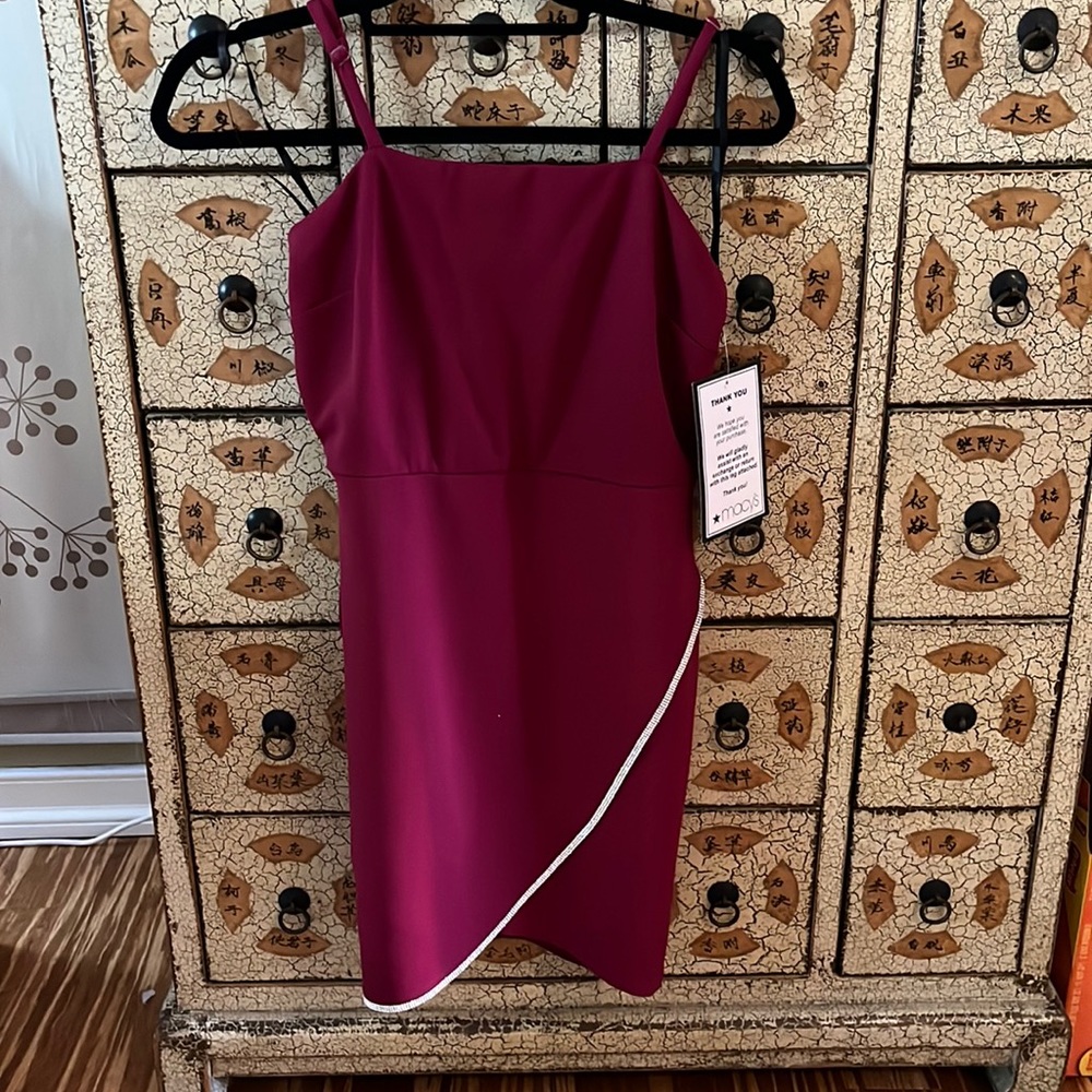 BCX Juniors' Embellished-Faux-Wrap Front Dress